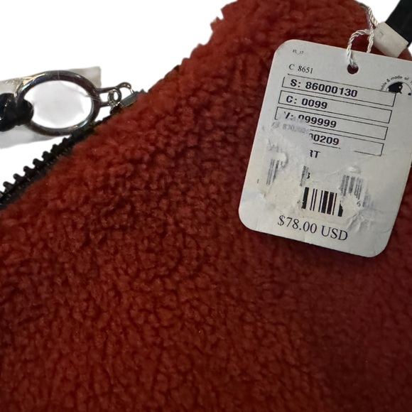 Free People/Cozy Red/Orange Sherpa Crossbody Sling Bag - Picture 5 of 10
